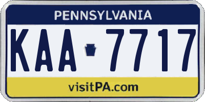 PA license plate KAA7717