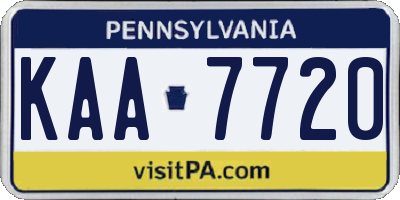 PA license plate KAA7720