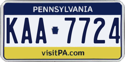 PA license plate KAA7724