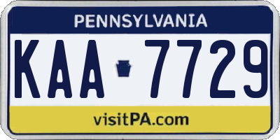 PA license plate KAA7729