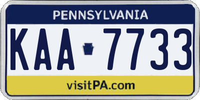 PA license plate KAA7733