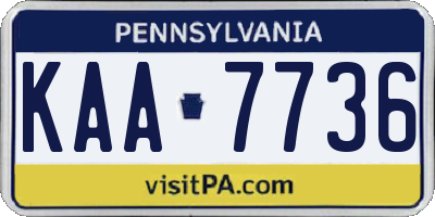 PA license plate KAA7736
