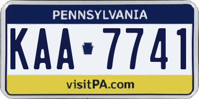 PA license plate KAA7741