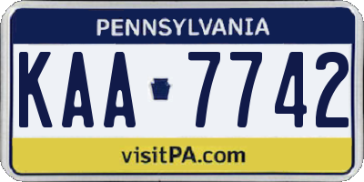 PA license plate KAA7742