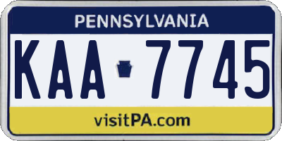 PA license plate KAA7745