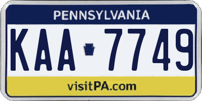 PA license plate KAA7749