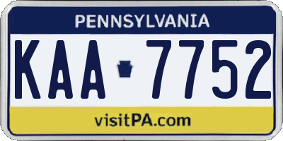 PA license plate KAA7752