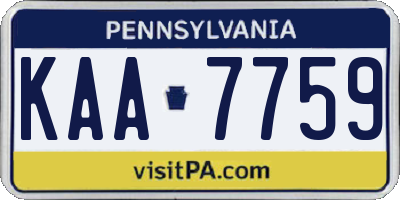 PA license plate KAA7759