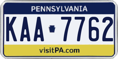 PA license plate KAA7762
