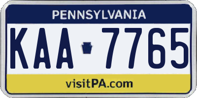 PA license plate KAA7765