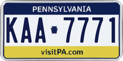 PA license plate KAA7771