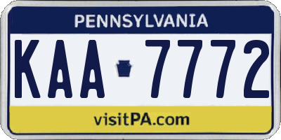 PA license plate KAA7772