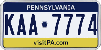 PA license plate KAA7774