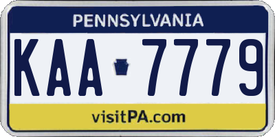 PA license plate KAA7779
