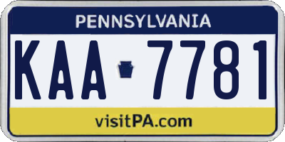 PA license plate KAA7781