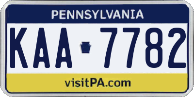PA license plate KAA7782