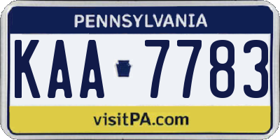 PA license plate KAA7783