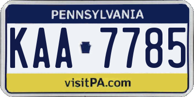 PA license plate KAA7785