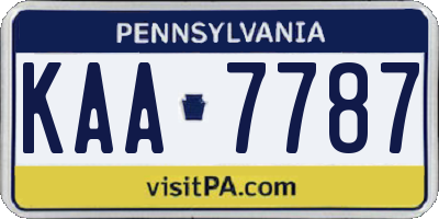 PA license plate KAA7787