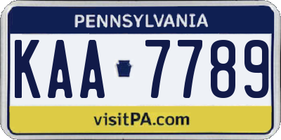 PA license plate KAA7789