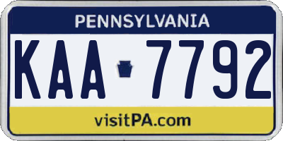 PA license plate KAA7792