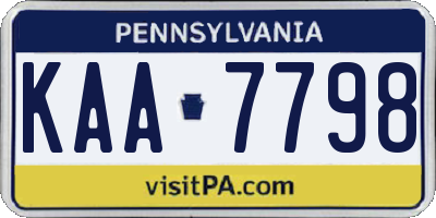 PA license plate KAA7798