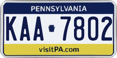 PA license plate KAA7802