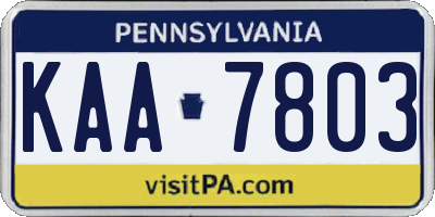 PA license plate KAA7803