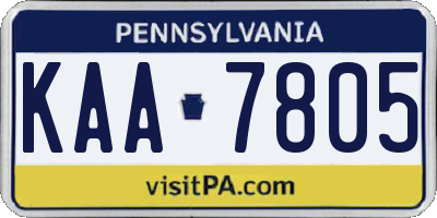 PA license plate KAA7805