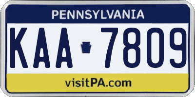 PA license plate KAA7809
