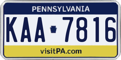 PA license plate KAA7816
