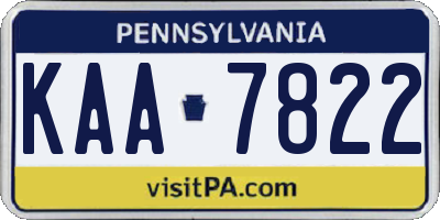 PA license plate KAA7822