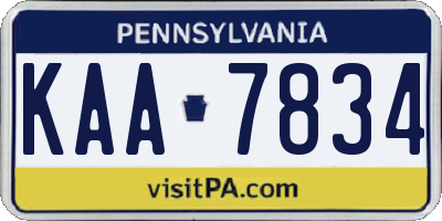 PA license plate KAA7834