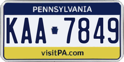 PA license plate KAA7849