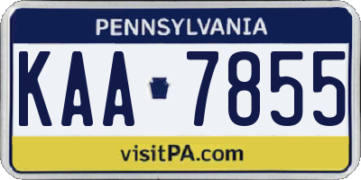 PA license plate KAA7855