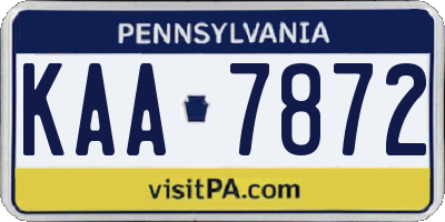 PA license plate KAA7872
