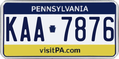 PA license plate KAA7876