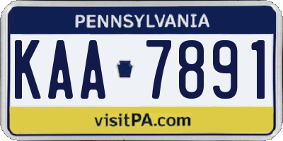 PA license plate KAA7891