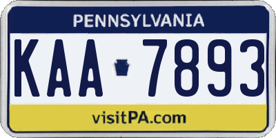 PA license plate KAA7893