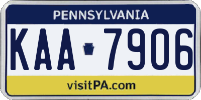 PA license plate KAA7906