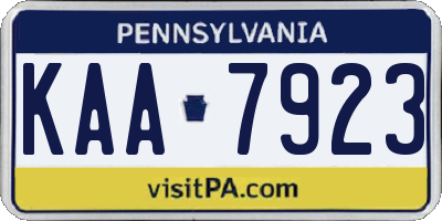PA license plate KAA7923