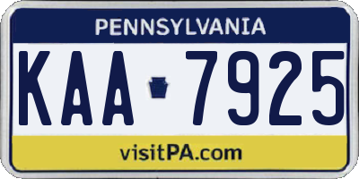 PA license plate KAA7925