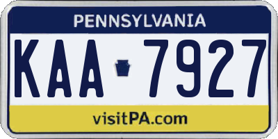 PA license plate KAA7927