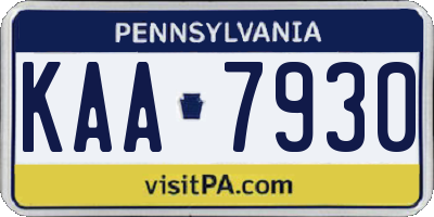 PA license plate KAA7930