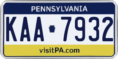 PA license plate KAA7932