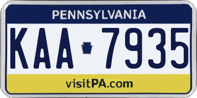 PA license plate KAA7935