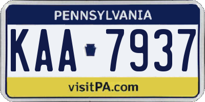 PA license plate KAA7937