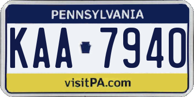 PA license plate KAA7940