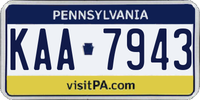 PA license plate KAA7943
