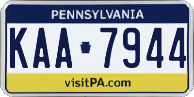 PA license plate KAA7944